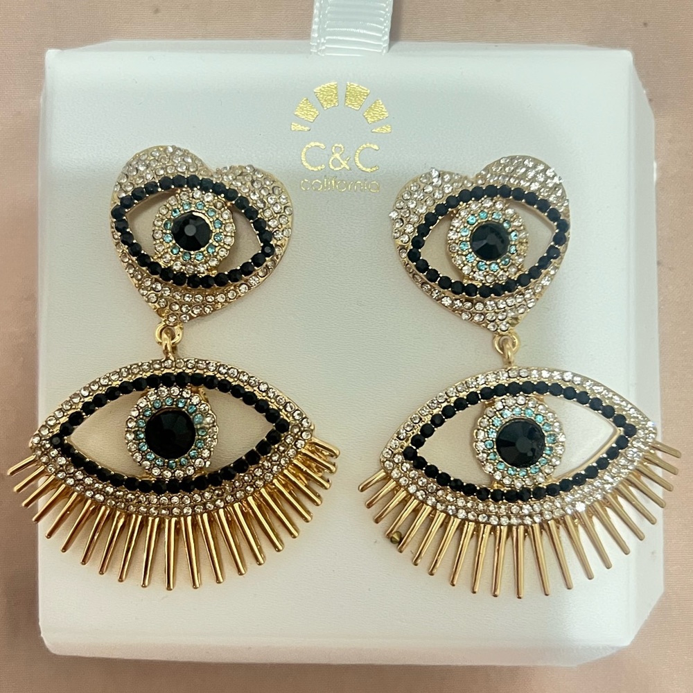 Evil eye drop earrings